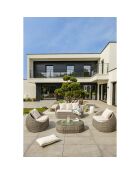 Mueble de jardín Isa de 5 plazas en resina tejida semicircular gris lujoso