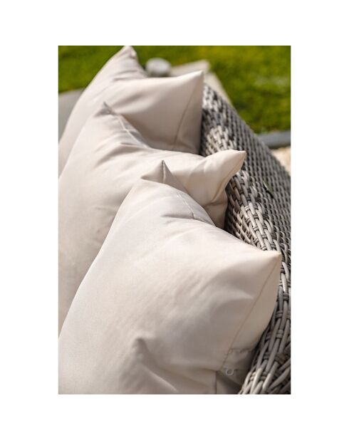 Mueble de jardín Isa de 5 plazas en resina tejida semicircular gris lujoso