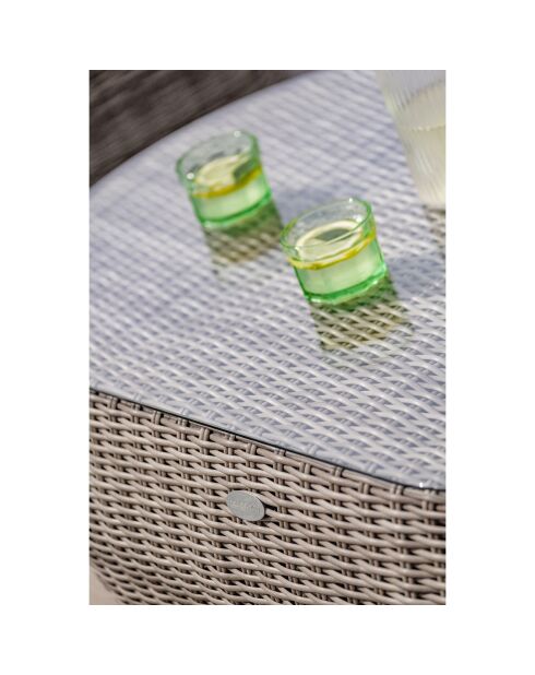 Mueble de jardín Isa de 5 plazas en resina tejida semicircular gris lujoso