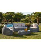 Mueble de jardín Isa de 5 plazas en resina tejida semicircular gris lujoso