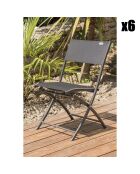 6 Chaises de jardin pliantes C43 gris anthracite - 46x40x82 cm
