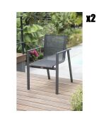 2 Fauteuils de jardin alu-miami-ft empilables gris anthracite - 58x58x84 cm