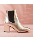 Chelsea boots en Cuir Metallisé Locado dorées - Talon 6 cm