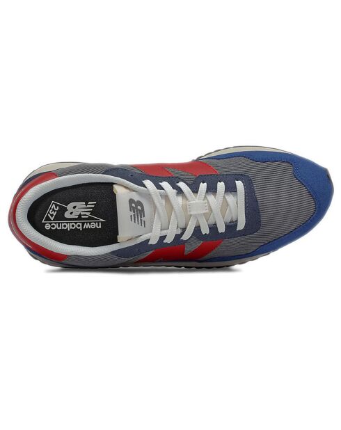 Baskets en Velours de Cuir & Textile Ms237 bleu/rouge