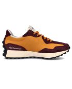 Baskets en Velours de Cuir & Textile Ms327 bordeaux/jaune