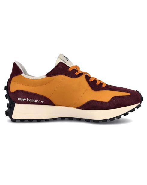 Baskets en Velours de Cuir & Textile Ms327 bordeaux/jaune