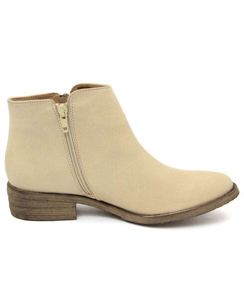 Bottines en Cuir Diamond sable - Talon 3.5 cm