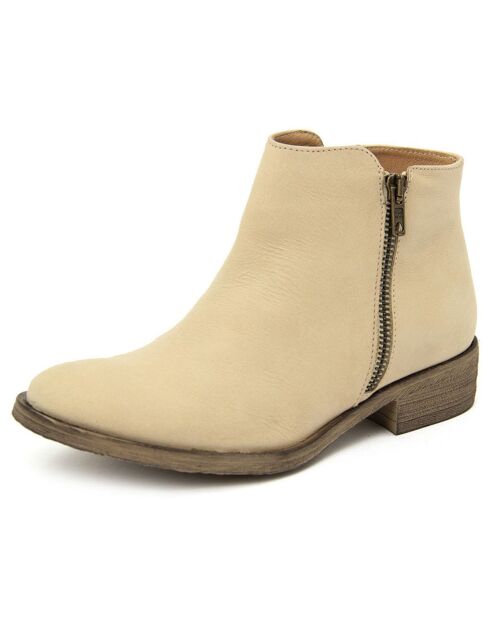 Bottines en Cuir Diamond sable - Talon 3.5 cm