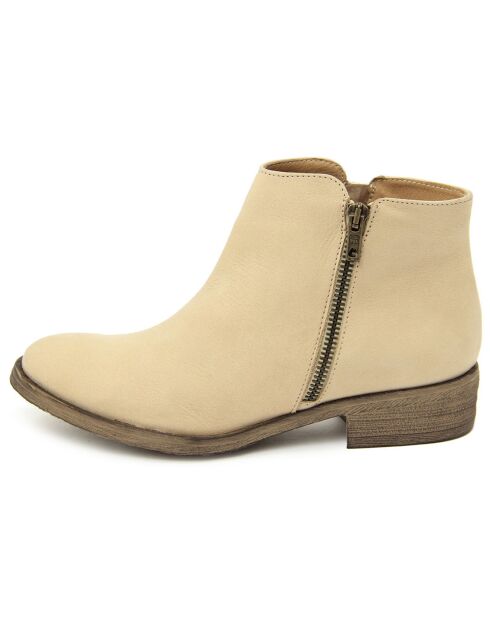 Bottines en Cuir Diamond sable - Talon 3.5 cm