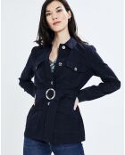 Veste Saharienne 100% Lin Vittoria B marine