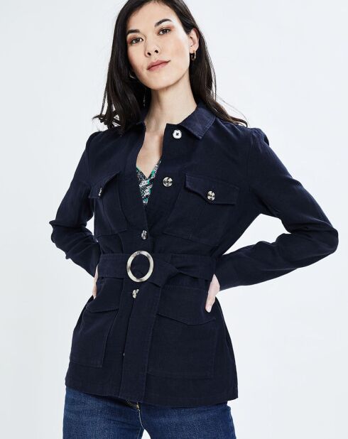 Vittoria B marineblauwe Sahara-jas van 100% linnen