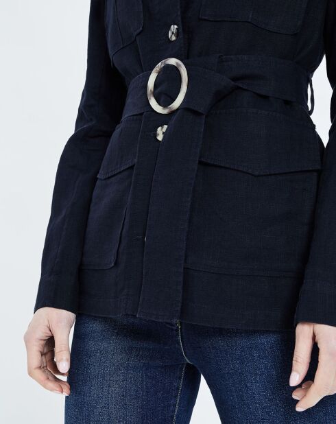 Vittoria B marineblauwe Sahara-jas van 100% linnen