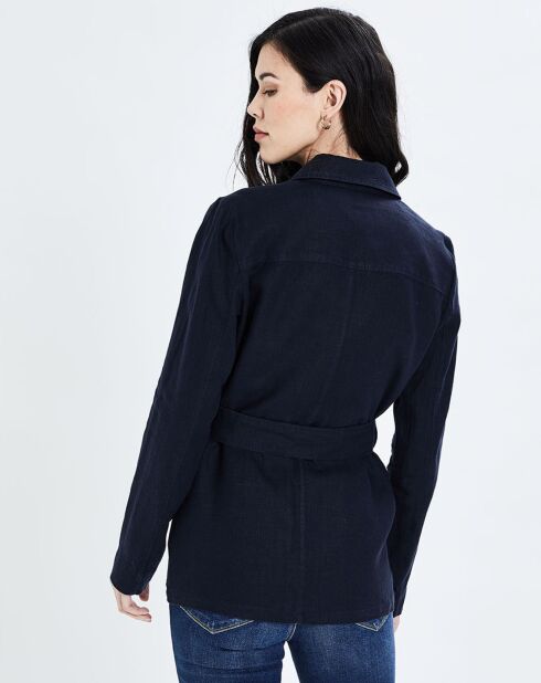 Veste Saharienne 100% Lin Vittoria B marine