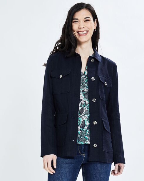 Vittoria B marineblauwe Sahara-jas van 100% linnen