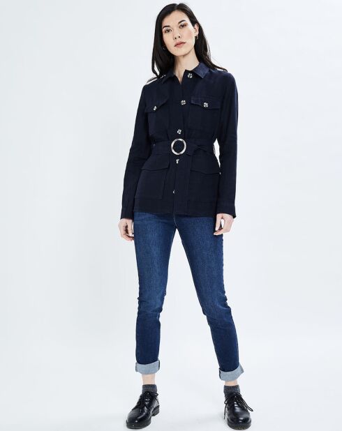 Vittoria B marineblauwe Sahara-jas van 100% linnen