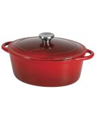 Cocotte Fonte d'acier émaillée Forme ovale Tradifonte induction rouge - 33x25x13.5 cm