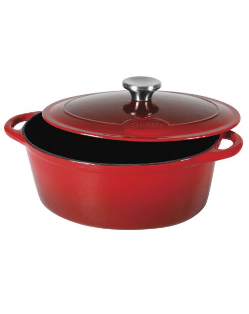 Cocotte Fonte d'acier émaillée Forme ovale Tradifonte induction rouge - 33x25x13.5 cm