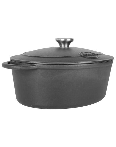 Cocotte Fonte d'acier émaillée Forme ovale Tradifonte induction noir - 33x25x12 cm