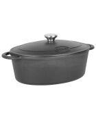 Cocotte Fonte d'acier émaillée Forme ovale Tradifonte induction noir - 33x25x12 cm