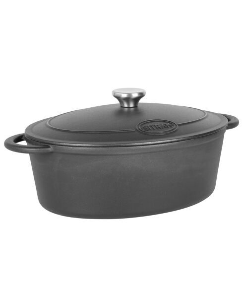 Cocotte Fonte d'acier émaillée Forme ovale Tradifonte induction noir - 33x25x12 cm