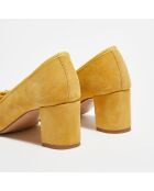 Ballerines en Velours de Cuir Sophie soleil - Talon 6 cm