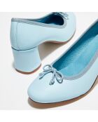 Ballerines en Cuir Lisse Charlie bleu ciel - Talon 6 cm