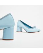 Ballerines en Cuir Lisse Charlie bleu ciel - Talon 6 cm