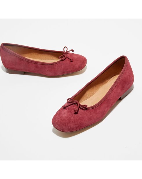 Ballerines en Velours de Cuir Irene bordeaux