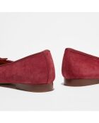 Ballerines en Velours de Cuir Irene bordeaux