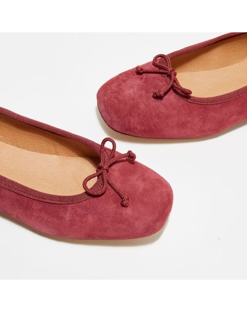 Ballerines en Velours de Cuir Irene bordeaux