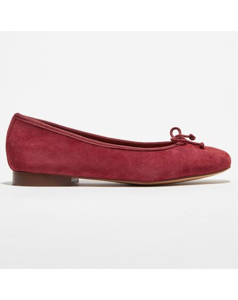 Ballerines en Velours de Cuir Irene bordeaux