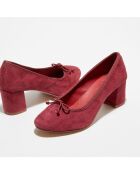 Ballerines en Velours de Cuir Sophie violettes  - Talon 6 cm