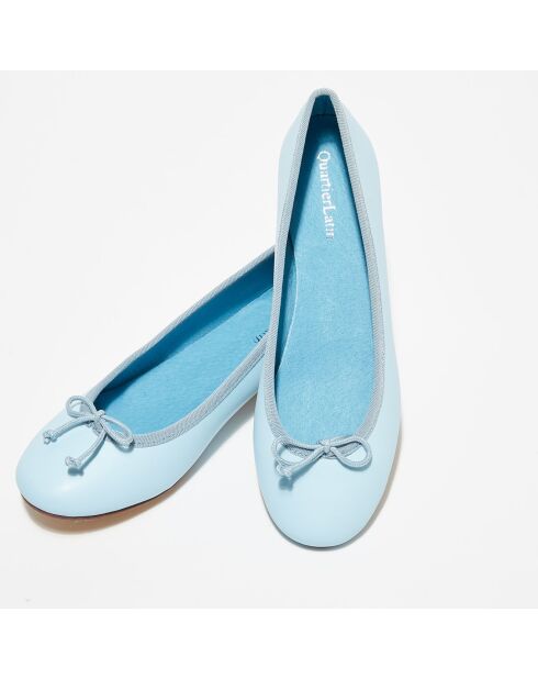 Ballerines en Cuir Lisse Jeanne bleu ciel