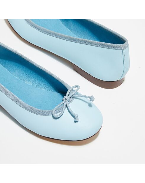 Ballerines en Cuir Lisse Jeanne bleu ciel