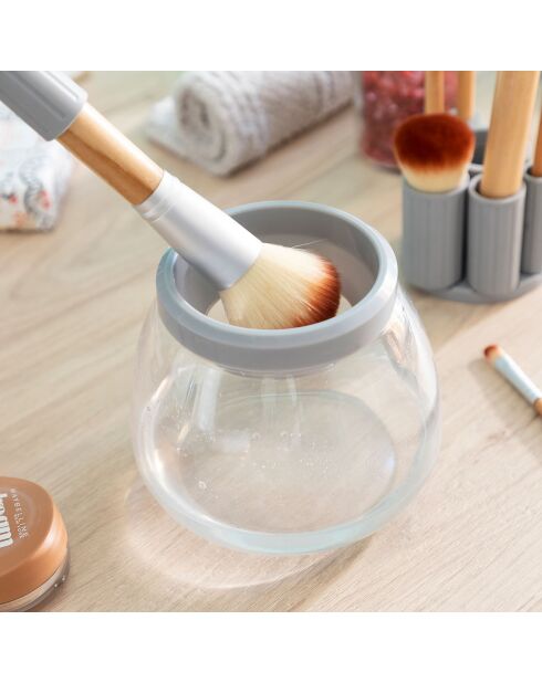 Nettoyeur & Séchoir automatique pour pinceaux de maquillage à piles Maklin blanc/gris