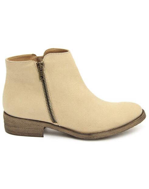 Bottines en Cuir Diamond sable - Talon 3.5 cm