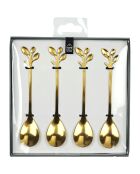 4 Cuillères à café feuille dorée - 11.8 cm