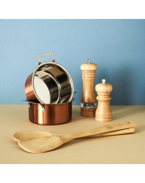 Macinapepe e sale piccolo in legno marrone/grigio - 4,9x10 cm