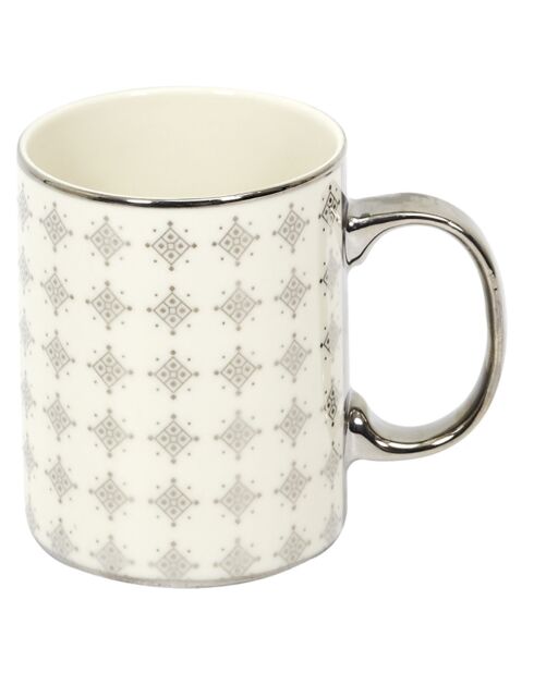 2 Mugs céramique Design Silver argentés - 30 cl