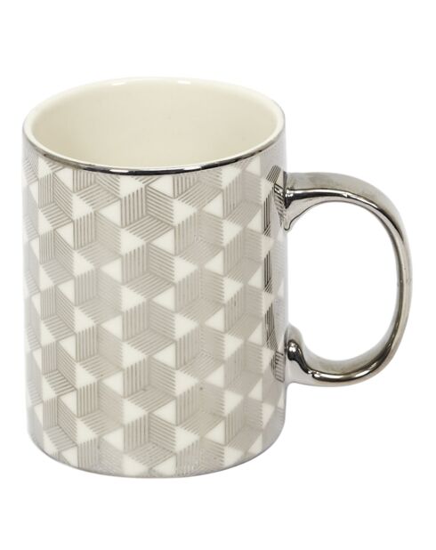 2 Mugs céramique Design Silver argentés - 30 cl
