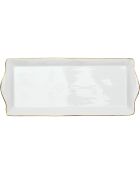 Plat de service en Porcelaine liseré doré blanc/doré - 34.7x14.6 cm