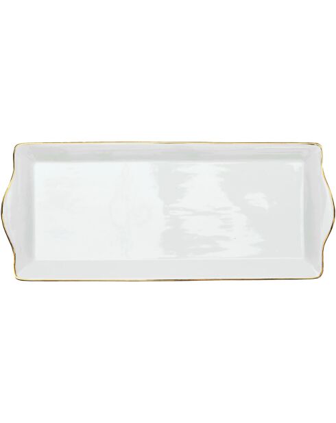 Plat de service en Porcelaine liseré doré blanc/doré - 34.7x14.6 cm