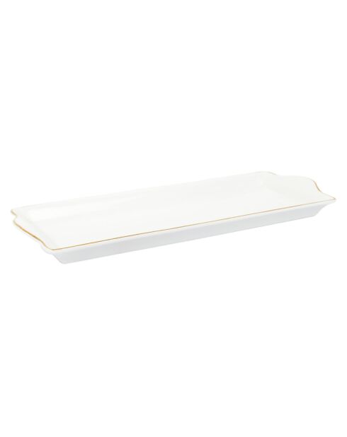 Plat de service en Porcelaine liseré doré blanc/doré - 34.7x14.6 cm