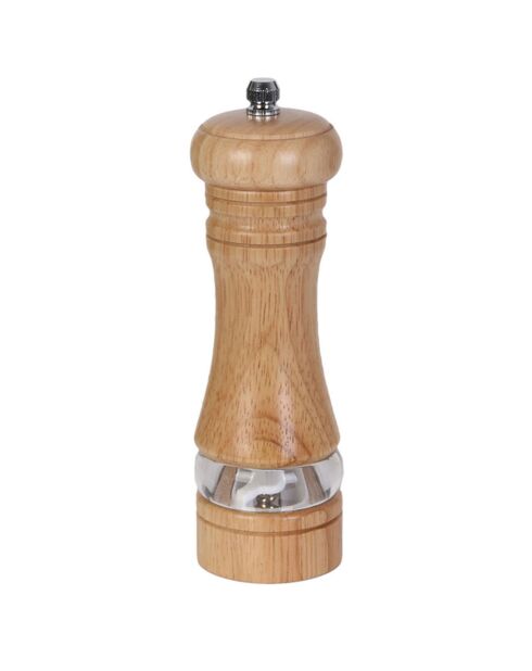 Moulin à poivre et sel en bois marron/transparent/gris - 5x16.7 cm