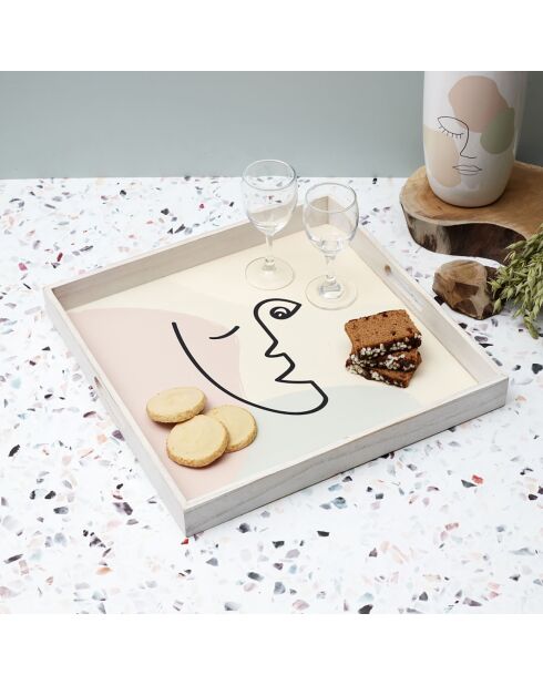 Plateau bois Arty multicolore - D.40 cm