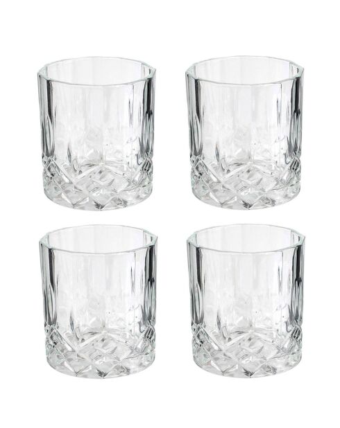 Bouteille whisky et 4 verres transparente - 9x9x24 cm