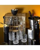Bouteille whisky et 4 verres transparente - 9x9x24 cm