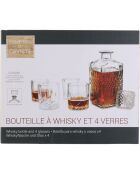 Bouteille whisky et 4 verres transparente - 9x9x24 cm