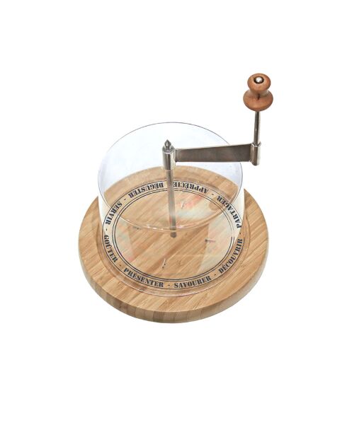 Racloir à fromage avec cloche marron/transparent/gris - 18.2x24.5 cm