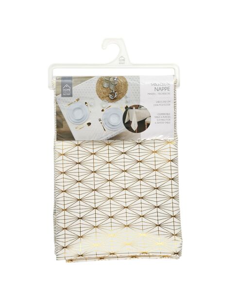 Mantel con motivos geométricos blanco/dorado - 250x140 cm